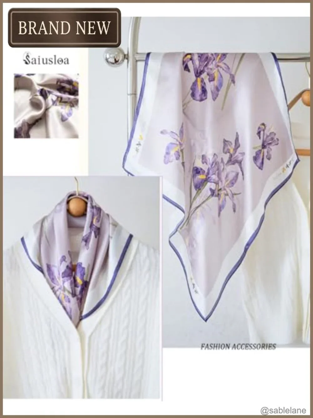 Silky Satin Square Neck Scarf Lightweight Headscarf Hair Bandana Fashion